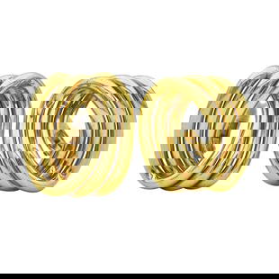 H. Stern 18K Yellow Gold Three Row Loop Earrings: BRAND: H. Stern; METAL: 18K Yellow Gold; STAMPED: 750, S; CONDITION: Pre-owned, Very Good; ITEM WEIGHT (GRAMS): 14.7 g; MEASUREMENTS: 27mm x 25mm; ADDITIONAL COMMENTS: With omega backs, for pierced ea