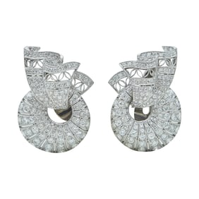 18K White Gold Diamond Ribbon Earrings