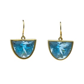 18K Yellow Gold Bezel-Set Half-Moon Topaz Earrings