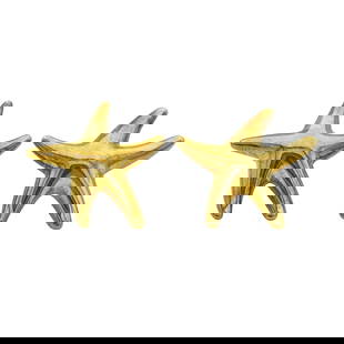 Tiffany & Co. Elsa Peretti Starfish 18K Yellow Gold Stud Earrings: BRAND: Elsa Peretti for Tiffany & Co.; COLLECTION: Starfish; METAL: 18K Yellow Gold; STAMPED: Tiffany & Co., Peretti, Spain, 750; CONDITION: Pre-owned, Good; ITEM WEIGHT (GRAMS): 5.8 g; MEASUREMENTS:
