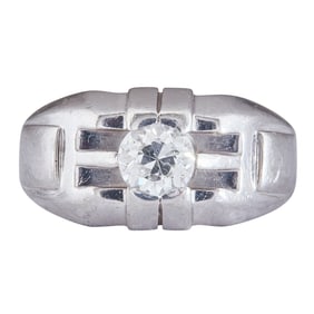 Monture Cartier Platinum Old European-Cut Diamond Solitaire Ring