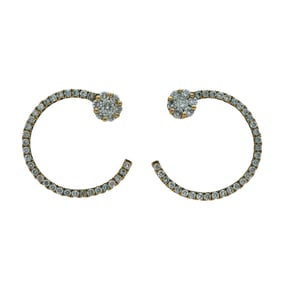 18K Yellow Gold Diamond Cluster Hoop Earrings