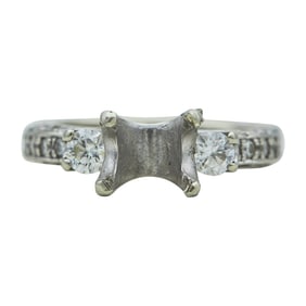 Platinum Diamond East-West Rectangular Engagement Ring Setting