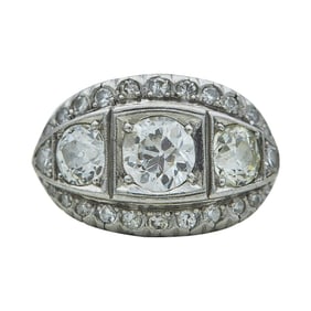 Vintage Platinum Diamond Ring, Size 3.25