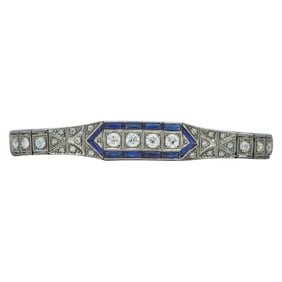 Art Deco Platinum Sapphire and Diamond Bracelet
