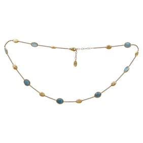 Marco Bicego Siviglia 18K Yellow Gold Aquamarine Station Necklace