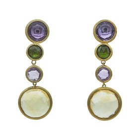 Marco Bicego Jaipur Color 18K Yellow Gold Multi Gem-Set Dangle Drop Earrings
