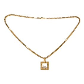 Chopard Happy Diamonds Square 18K Yellow Gold Floating Diamond Pendant Necklace