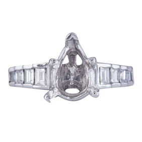 Platinum Diamond Pear-Shaped Engagement Ring Setting