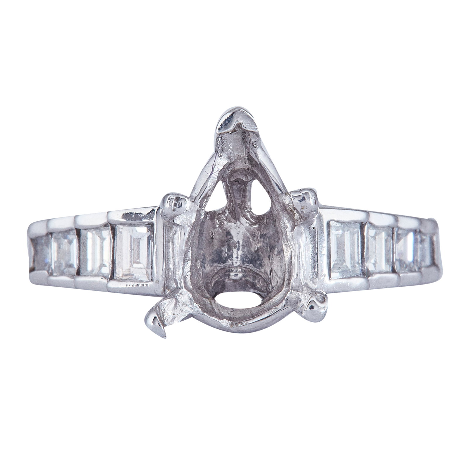 Platinum Diamond Pear-Shaped Engagement Ring Setting (1 of 2)