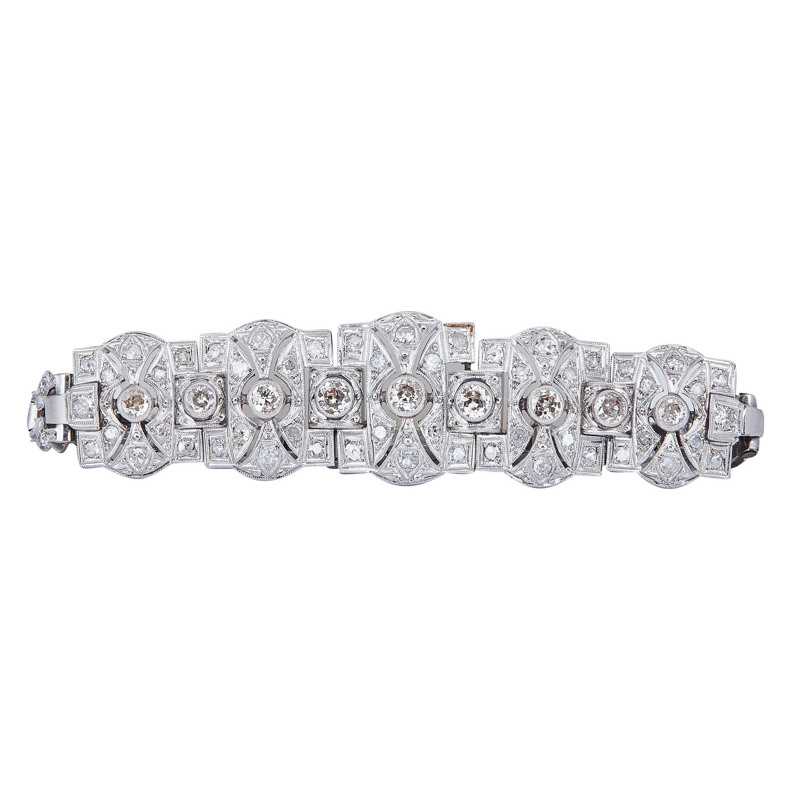 Art Deco Style Platinum and 14K White Gold Diamond Bracelet (1 of 3)