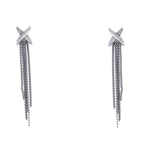 David Yurman Sterling Silver Diamond X Chain Drop Earrings