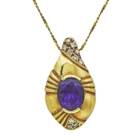 H. Stern 18K Yellow Gold Amethyst and Diamond Pendant Necklace