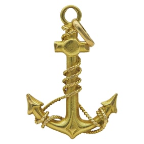 18K Yellow Gold Anchor Pendant Charm