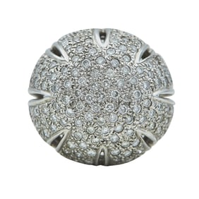 18K White Gold Pavé Diamond Dome Ring