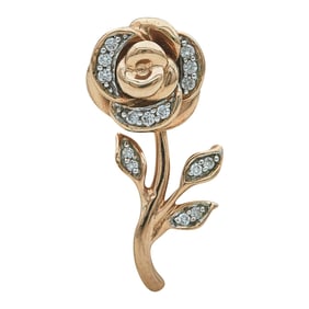 Enchanted Disney Belle Rose 10K Rose Gold Diamond Pendant