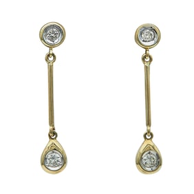 14K Yellow Gold Bezel-Set Diamond Drop Earrings
