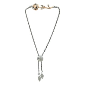 Enchanted Disney Belle Rose 10K Rose Gold and Sterling Silver Diamond Charm Bolo Bracelet