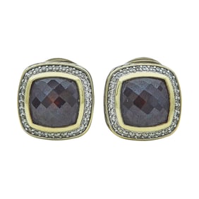 David Yurman Albion Sterling Silver and 18K Yellow Gold Garnet and Diamond Earrings
