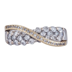 14K White Gold Diamond approx. 1.45 ctw Crossover Band Ring
