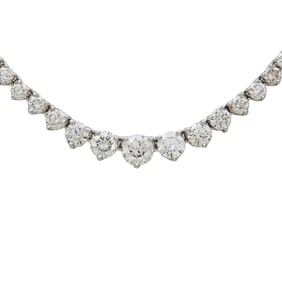 14K White Gold Diamond 6.30 ctw Rivière Necklace