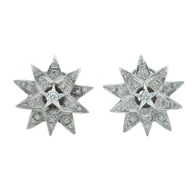 18K White Gold Diamond 10-Point Star Earrings