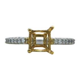Koser Jewelers 18K Yellow Gold and Platinum Diamond Princess-Cut Engagement Ring Setting
