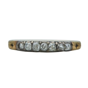 Antique 18K Yellow Gold 7 Stone Old Mine-Cut Diamond Band Ring