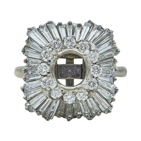 Platinum Diamond Ballerina Engagement Ring Setting with 14K White Gold Fingermate