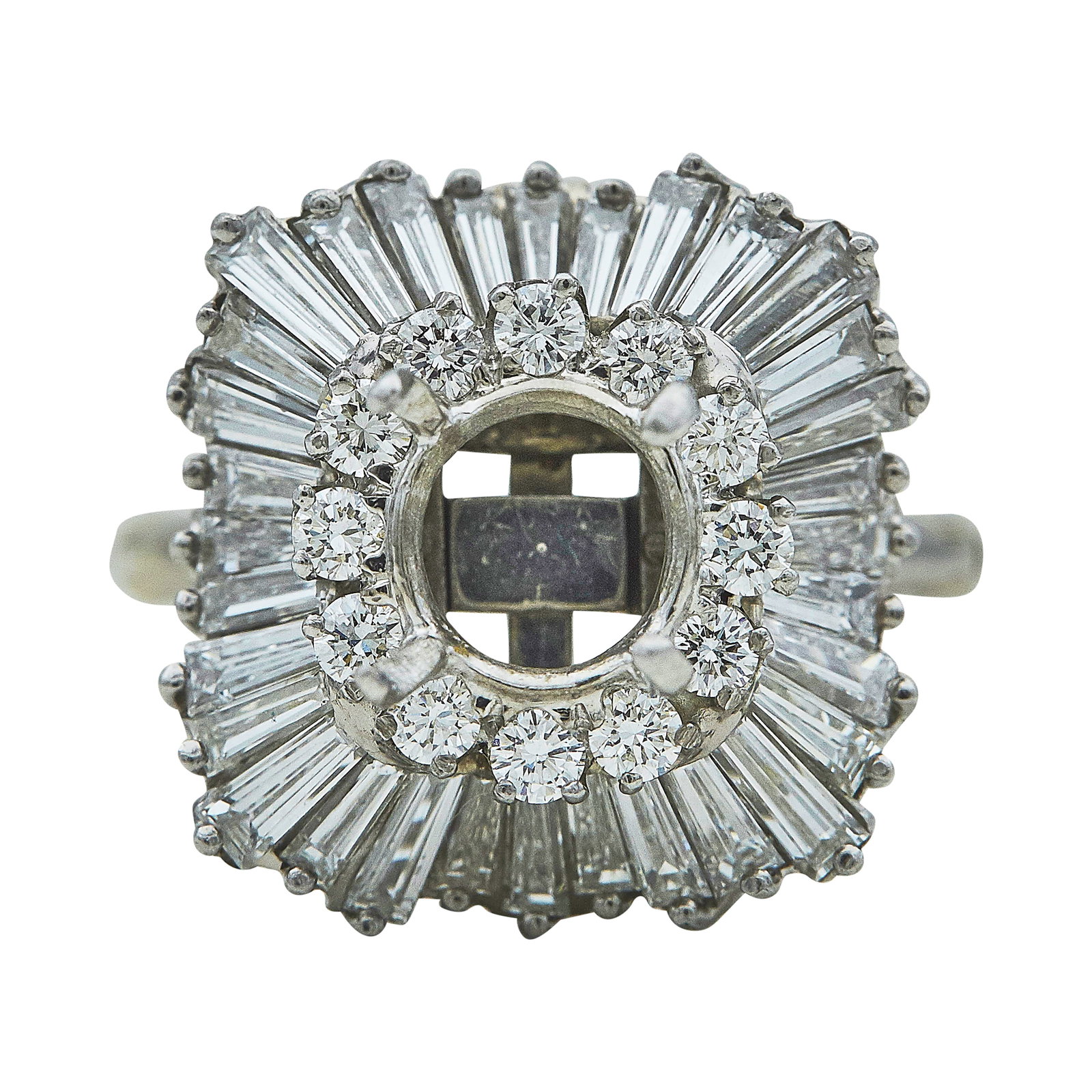 Platinum Diamond Ballerina Engagement Ring Setting with 14K White Gold Fingermate (1 of 3)