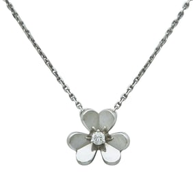 Van Cleef & Arpels Frivole 18K White Gold Diamond Mini Model Pendant Necklace