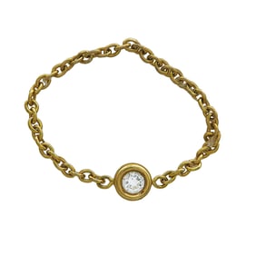 Dior 18K Yellow Gold Bezel-Set Diamond Chain Ring