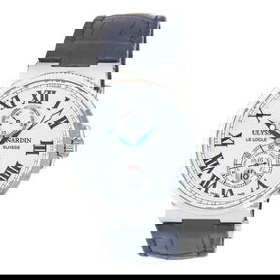 Ulysse Nardin Marine Chronometer Stainless Steel Watch Ref. 263-67, circa  2010: BRAND: Ulysse Nardin; STYLE: Marine Chronometer; REF. #: 263-67; CONDITION: Pre-owned, Very Good; YEAR: Circa 2010; ADDITIONAL COMMENTS: Scratches throughout case; CASE SIZE (mm): 43; CASE MATERIAL: S