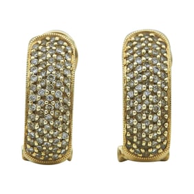 14K Yellow Gold Diamond Half Hoop Earrings
