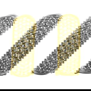 14K Yellow Gold Diamond Half Hoop Earrings: METAL: 14K Yellow Gold; APPROXIMATE TOTAL DIAMOND WEIGHT: 1.30 ctw; STAMPED: 585, 14K, maker's mark; CONDITION: Pre-owned, Good; ITEM WEIGHT (GRAMS): 4.7 g; MEASUREMENTS: 20mm x 7mm; ADDITIONAL COMMEN