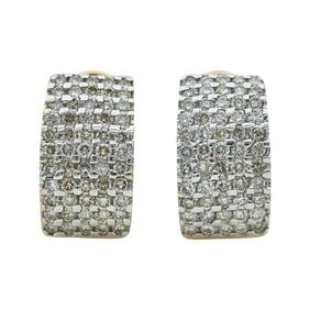 14K Yellow Gold Diamond Half Hoop Earrings