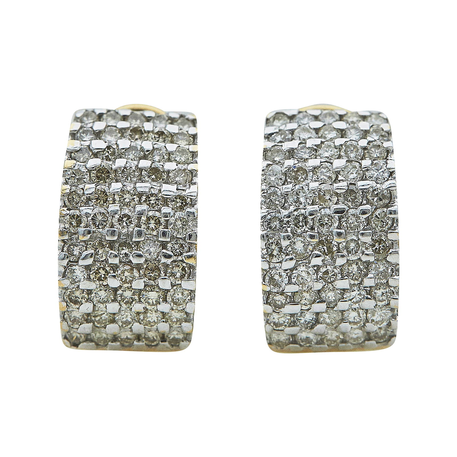 14K Yellow Gold Diamond Half Hoop Earrings (1 of 3)