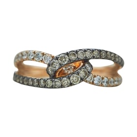 EFFY 14K Rose Gold Colorless and Light Brown Diamond Intertwining Band Ring