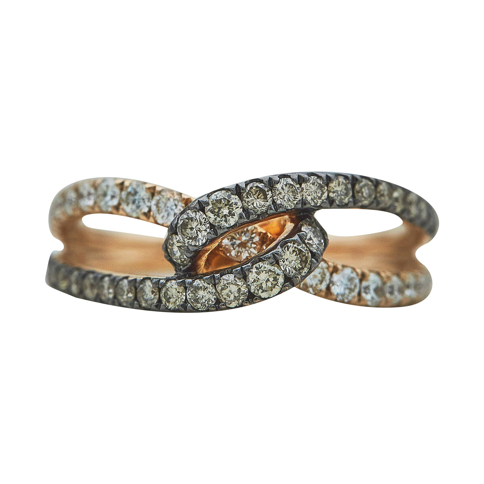 EFFY 14K Rose Gold Colorless and Light Brown Diamond Intertwining Band Ring (1 of 3)