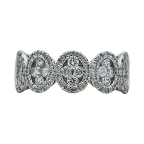 14K White Gold Diamond Illusion Cluster Band Ring