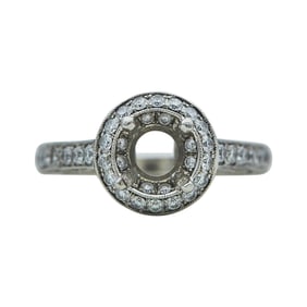 Jack Kelége Platinum Diamond Halo Engagement Ring Setting