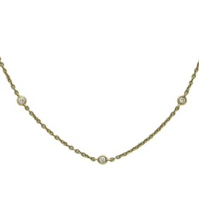 18K Yellow Gold Bezel-Set Diamond Station Necklace