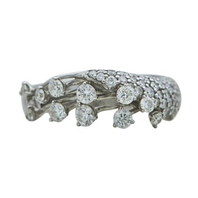 Hueb 18K White Gold Diamond Scattered Cluster Band Ring