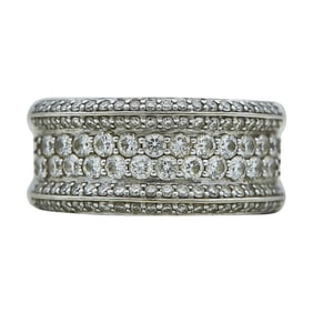 14K White Gold  Diamond Multi Row Band Ring