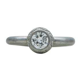 Platinum Bezel-Set 1/2 carat Diamond Solitaire Engagement Ring