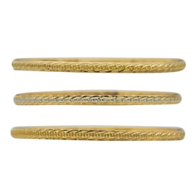 Set of 3 18K Yellow Gold Twist Design Bangle Bracelets