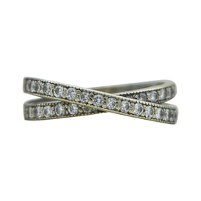14K White Gold Diamond 0.70 ctw Crossover X Band Ring
