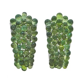 18K White Gold Briolette-Cut Green Sapphire and Diamond Earrings