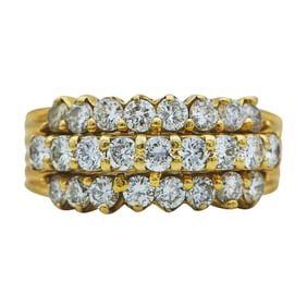 Hammerman Brothers 14K Yellow Gold Diamond Three Row Band Ring