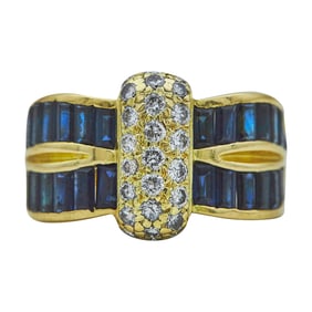 Charles Krypell 18K Yellow Gold Baguette-Cut Sapphire and Diamond Ring